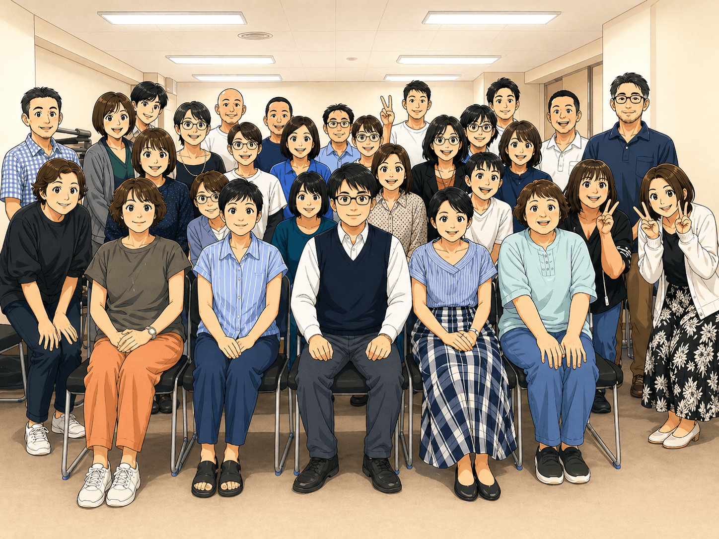 株式会社北全の社員集合イラスト